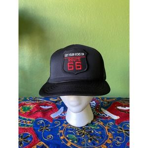 Vtg 80s Route 66 patch trucker hat OSFA